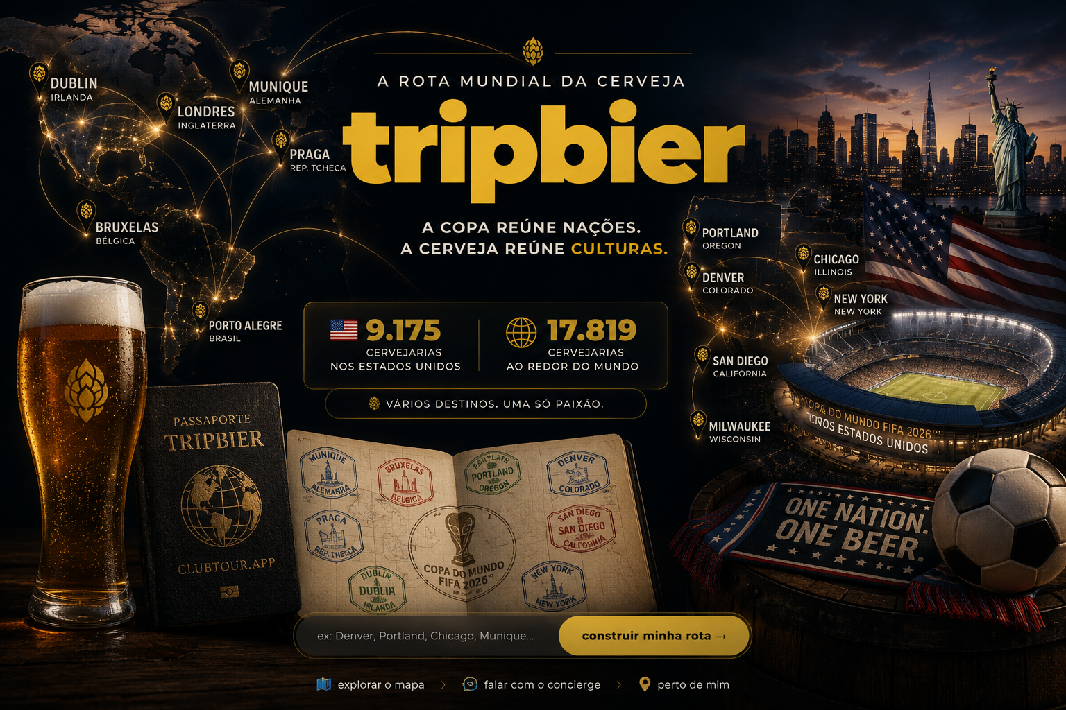 tripbier — A Rota Mundial da Cerveja · Copa 2026